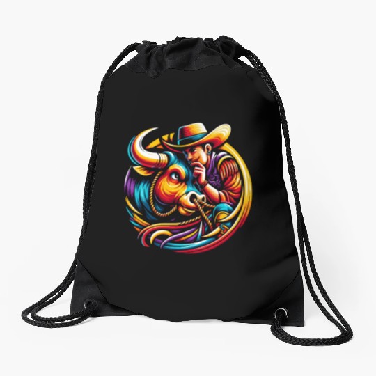 Rodeo Bull Riding Livestock Show Farmer Cattle Drawstring Bags