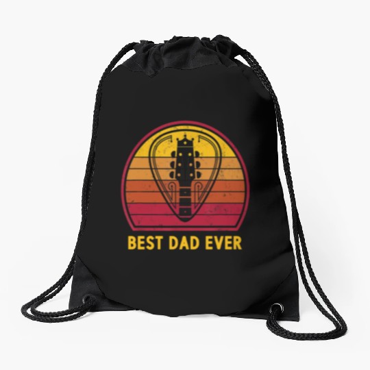 Retro Vintage Best Guitar Dad Ever Father's Day Drawstring Bags