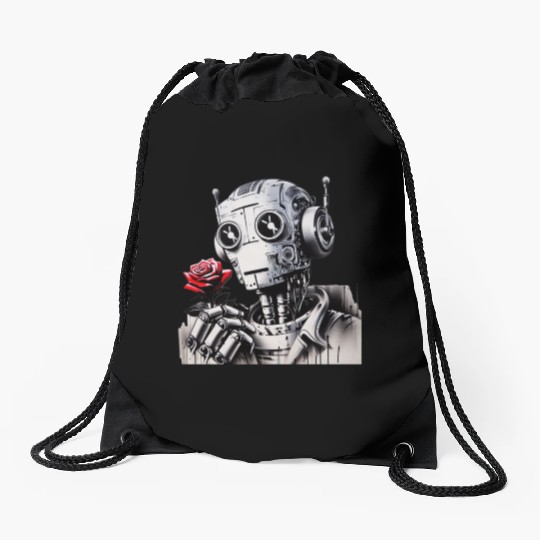 Robot Love 01 Drawstring Bags