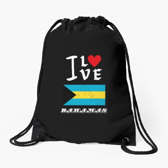 I Love Bahamas Drawstring Bags