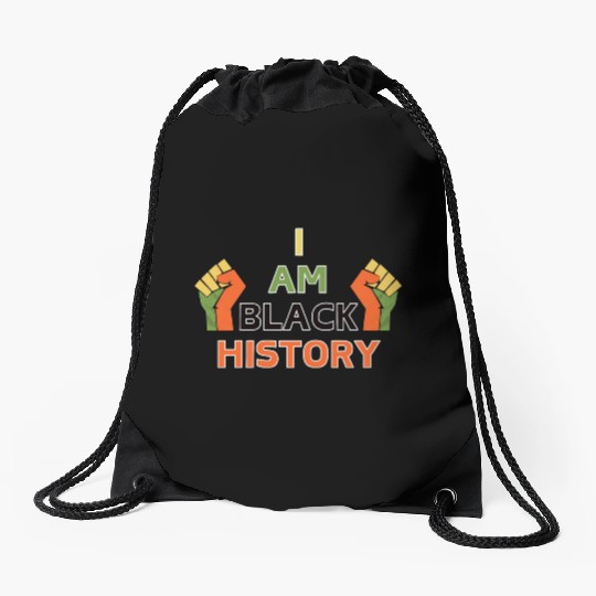 I am black history Drawstring Bags