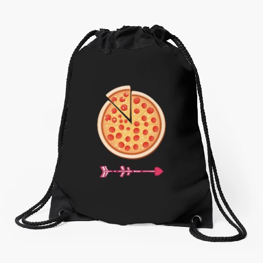 PIZZA is my valentine - Arrow Pointing Left Drawstring Bags