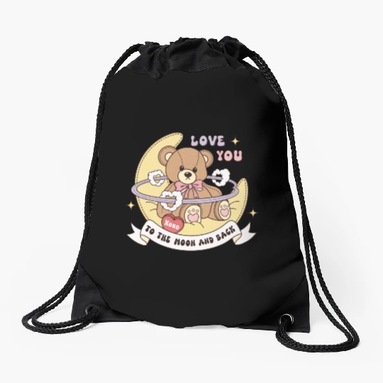 Cute Valentine's Day Teddy Bear Drawstring Bags