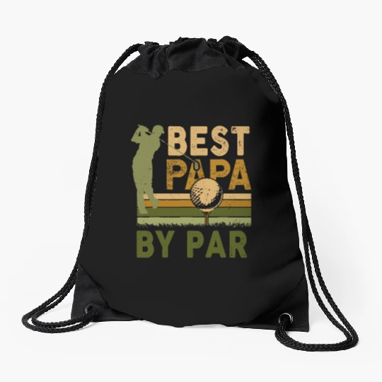Father's Day Best Papa by Par Golf Papa Drawstring Bags