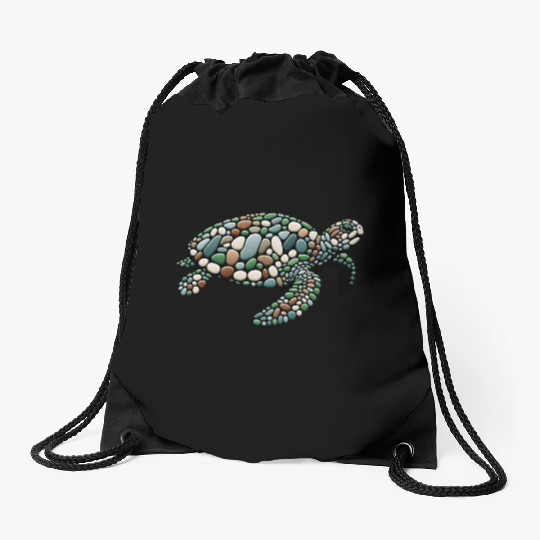 Serenity Swim - Stone Mosaic Sea Turtle Drawstring Bags