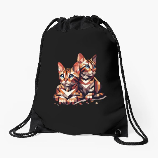 Bengal Kittens Geometric Shape Drawstring Bags
