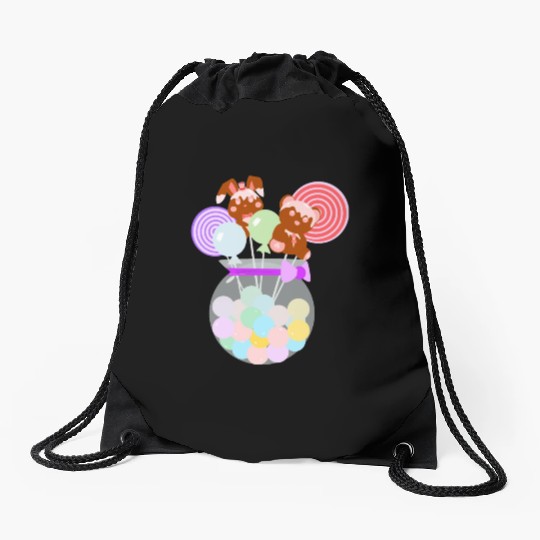 CIRCUS IN SPRING: CIRCUS CANDY JAR Drawstring Bags