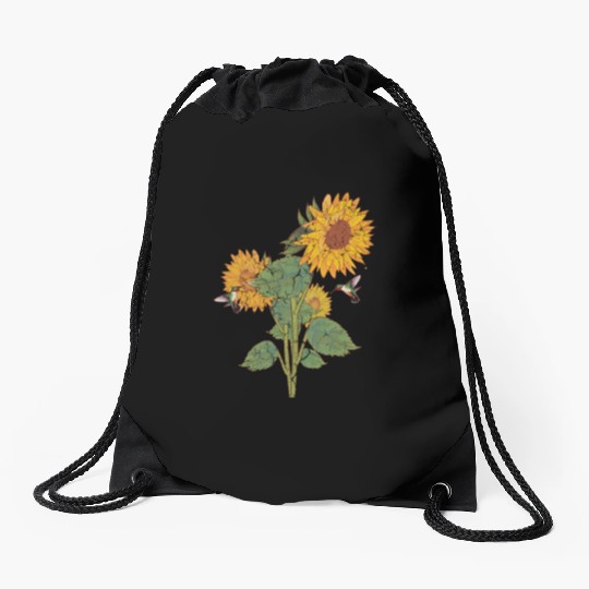 Sunflower summer vibes Drawstring Bags