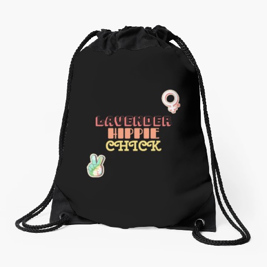 Aromatherapy Lavender Hippie Chick Drawstring Bags