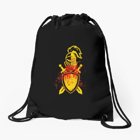 NEVER GIVE UP Drawstring Bags