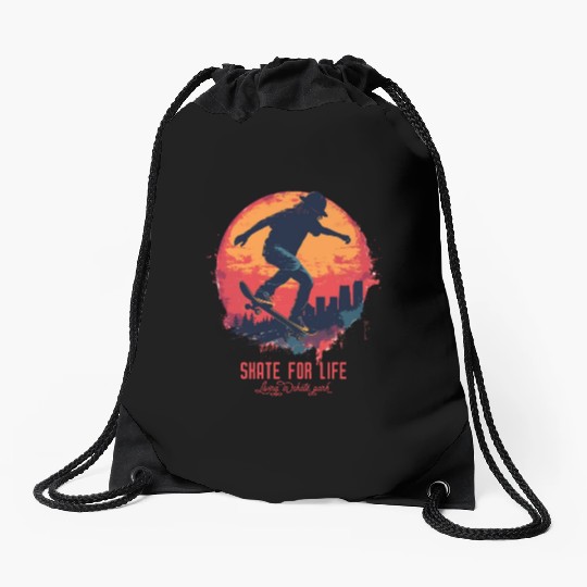 Skateboarder Skateboard Skate Skater Sun Drawstring Bags