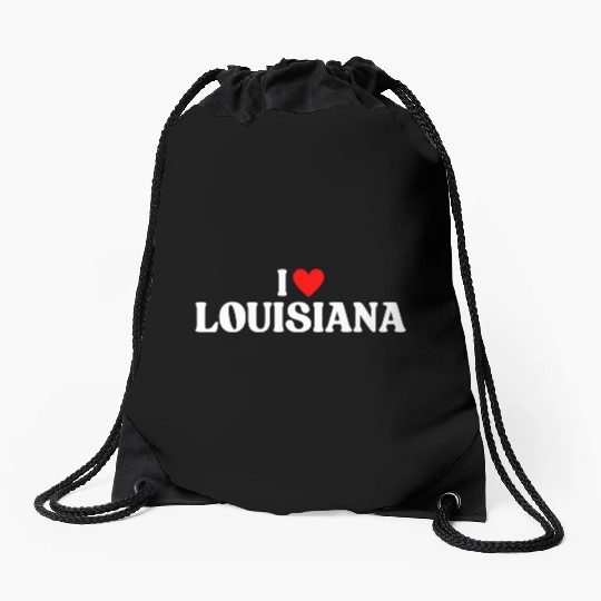 I Love Louisiana I Heart LA Drawstring Bags