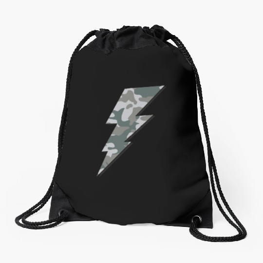 Camo Bolt Drawstring Bags