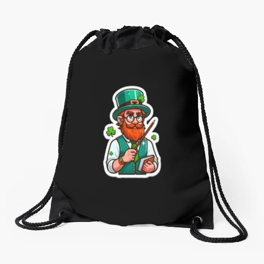 Irish bearded teacher, funny st patricks day Drawstring Bags