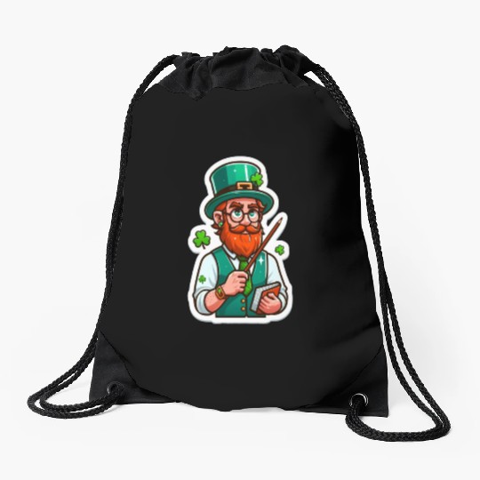 Irish bearded teacher, funny st patricks day Drawstring Bags