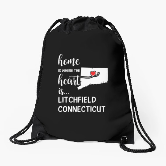 Litchfield County Connecticut Is Where My Heart Is Drawstring Bags
