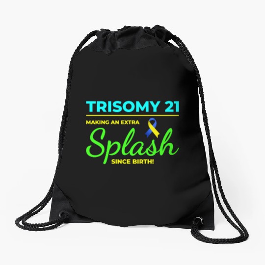 Down Syndrome Awareness Trisomy 21 Splash Drawstring Bags