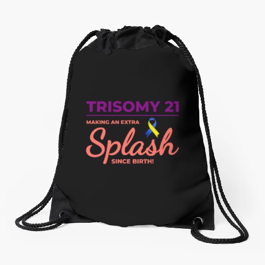 Down Syndrome Awareness Trisomy 21 Splash Drawstring Bags