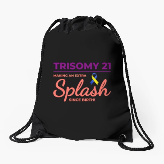 Down Syndrome Awareness Trisomy 21 Splash Drawstring Bags