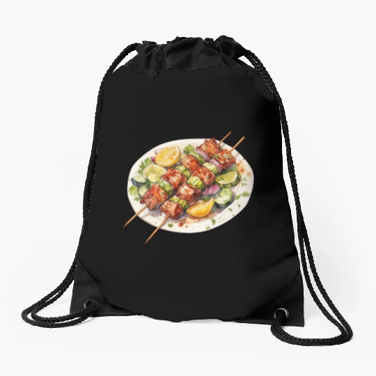Greek Chicken Souvlaki Drawstring Bags