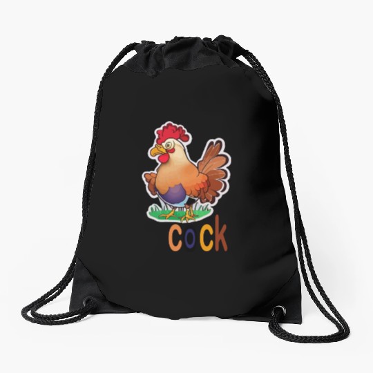 cute cock animal Drawstring Bags