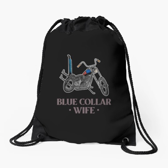 Blue Collar Wife Motorcycle Drawstring Bags