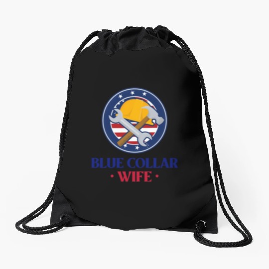 Blue Collar Wife Drawstring Bags