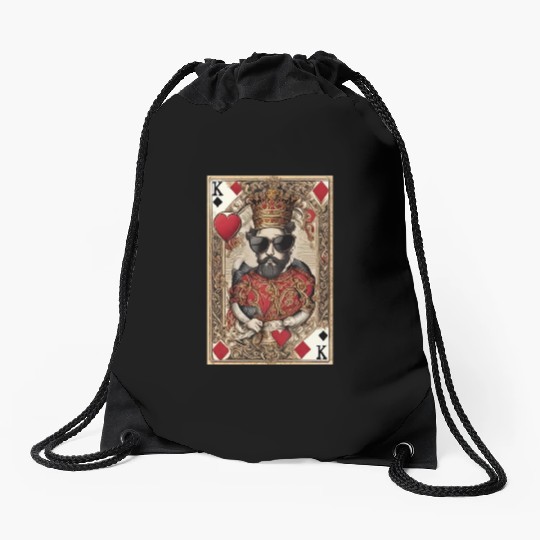 Mens King of Hearts Drawstring Bags Cool Drawstring Bags for Guys