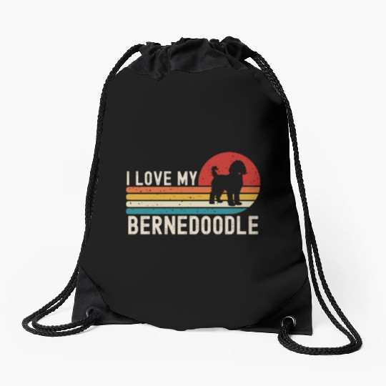 I Love My Bernedoodle Drawstring Bags