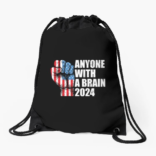 2024 Brain Vote Democracy Anti-Trump Drawstring Bags