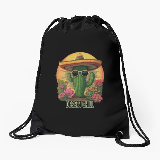 Cactus Chillin in the Sun Drawstring Bags