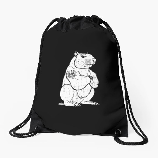 Capybara Biceps Tattoo I Love Mom Drawstring Bags