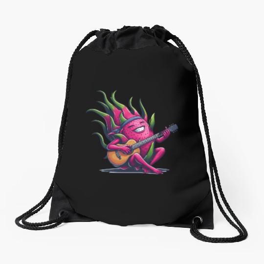 Dragon Fruit Jam: Playing the Guitar Drawstring Bags