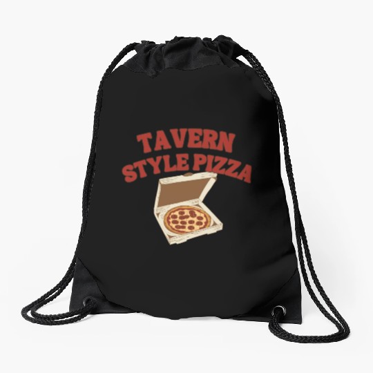 Chicago Square Cut Tavern Style Pizza Design Drawstring Bags