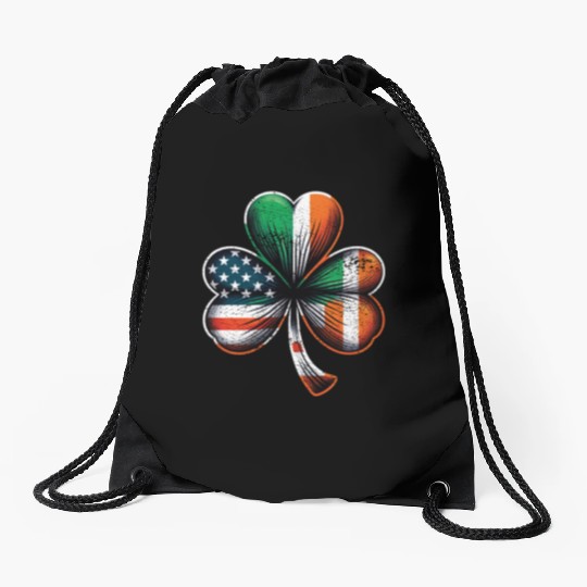 Irish American Shamrock Stars Stripes Drawstring Bags