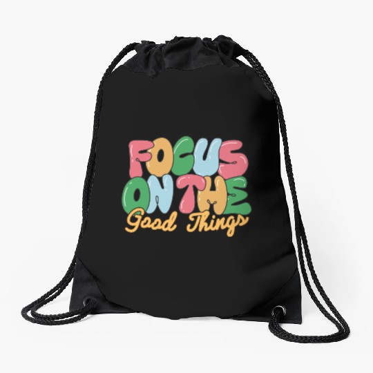 Positive Quotes, Retro Style, Vintage Groovy Drawstring Bags