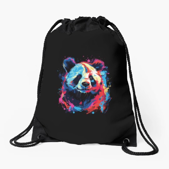 Watercolor Colorful Panda Colorful Animals Drawstring Bags