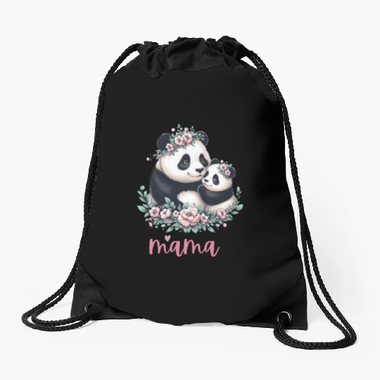 Panda Lover I Mama Panda And Cub Mother's Day Drawstring Bags