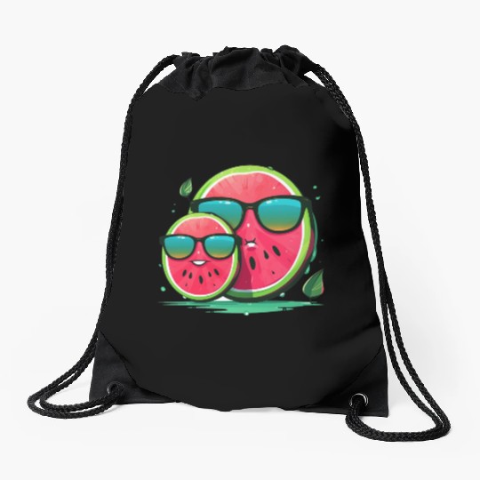Dad watermelon Drawstring Bags
