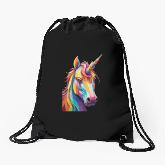 Colorful Rainbow Unicorn Drawstring Bags