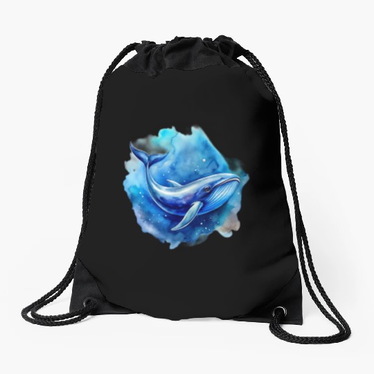 blue whale Drawstring Bags