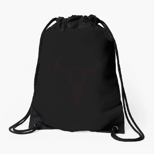 Wild yak skull with Tibetan inscriptions Drawstring Bags