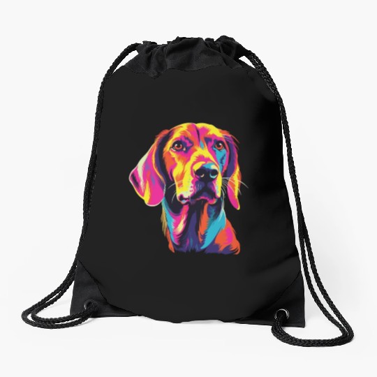 Watercolor Colorful English Foxhound Drawstring Bags