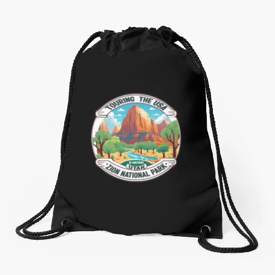 Touring The USA : Zion National Park Drawstring Bags