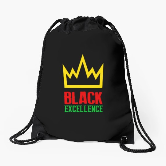 Black Excellence Drawstring Bags