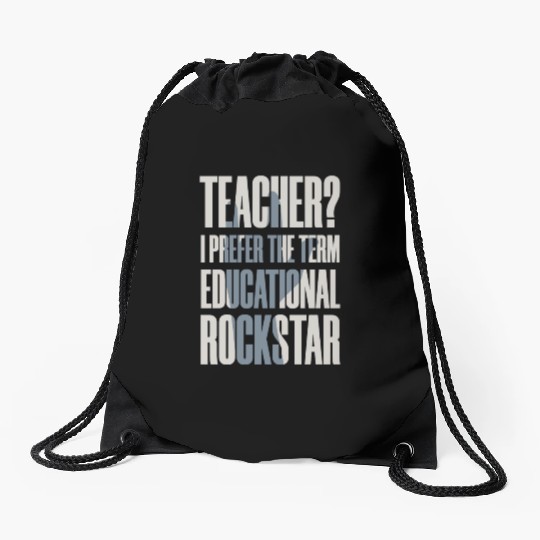 Funny Music Teacher - Educational Rockstar Drawstring Bags