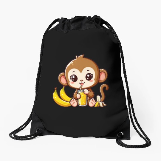 Monkey Business: Banana Juice Break Drawstring Bags