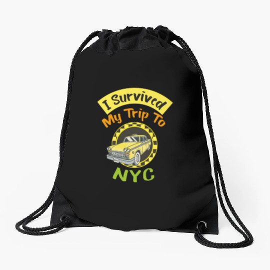 I Survived My Trip To NYC Drawstring Bags
