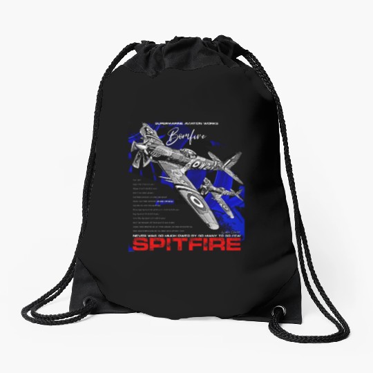 Spitfire Vintage English WW2 Fighter Aircraft Drawstring Bags
