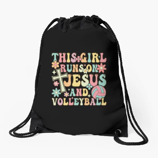 Volleyball Girl Drawstring Bags
